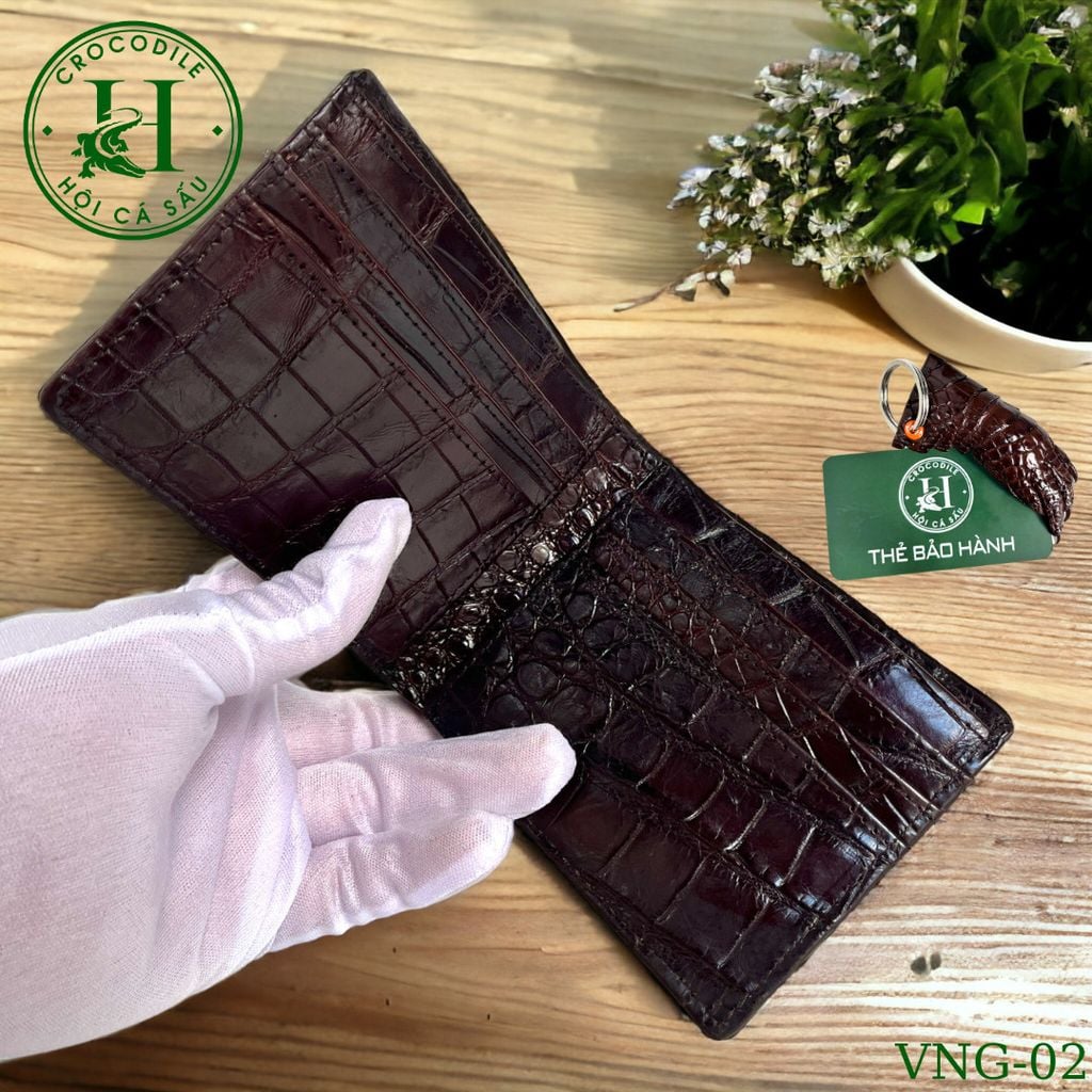 Ví nam phom ngang da gù cá sấu cao cấp - VNG
