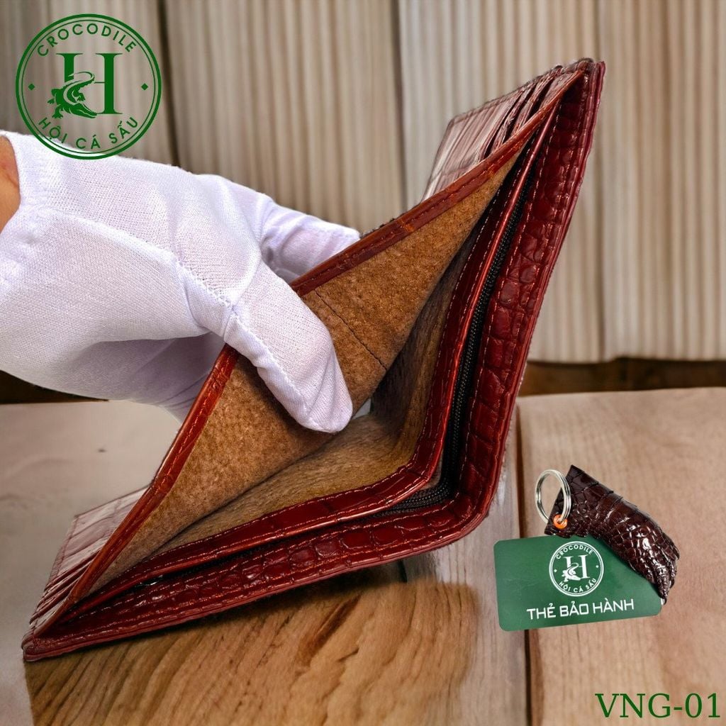 Ví nam phom ngang da gù cá sấu cao cấp - VNG