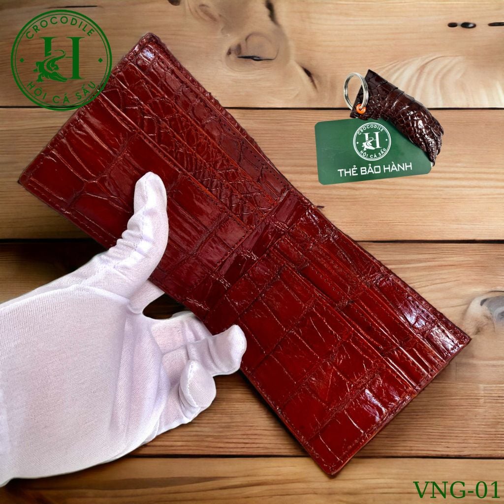 Ví nam phom ngang da gù cá sấu cao cấp - VNG