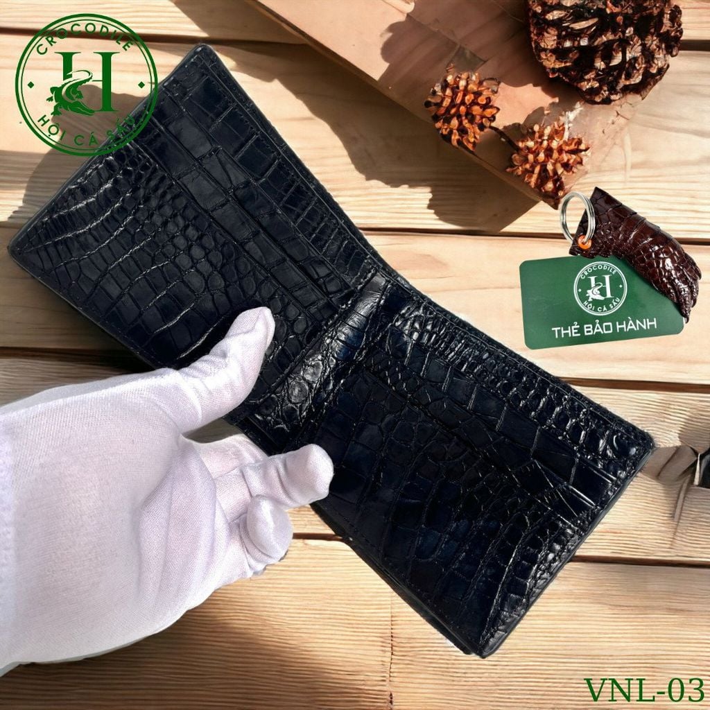 Ví nam phom ngang da lưng cá sấu cao cấp - VNL