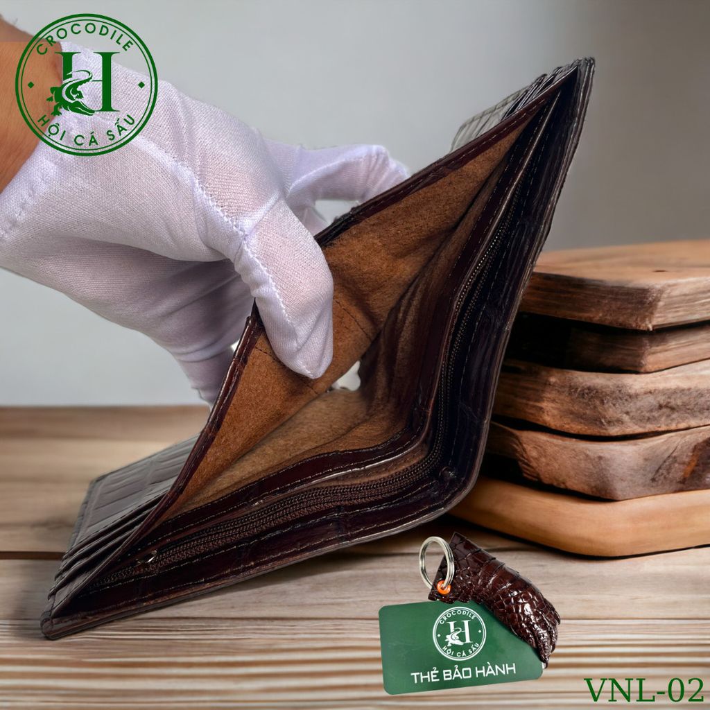 Ví nam phom ngang da lưng cá sấu cao cấp - VNL