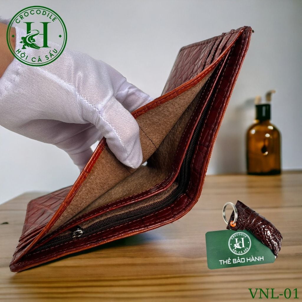 Ví nam phom ngang da lưng cá sấu cao cấp - VNL