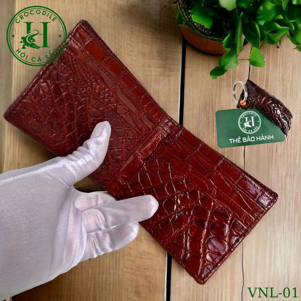 Ví nam phom ngang da lưng cá sấu cao cấp - VNL