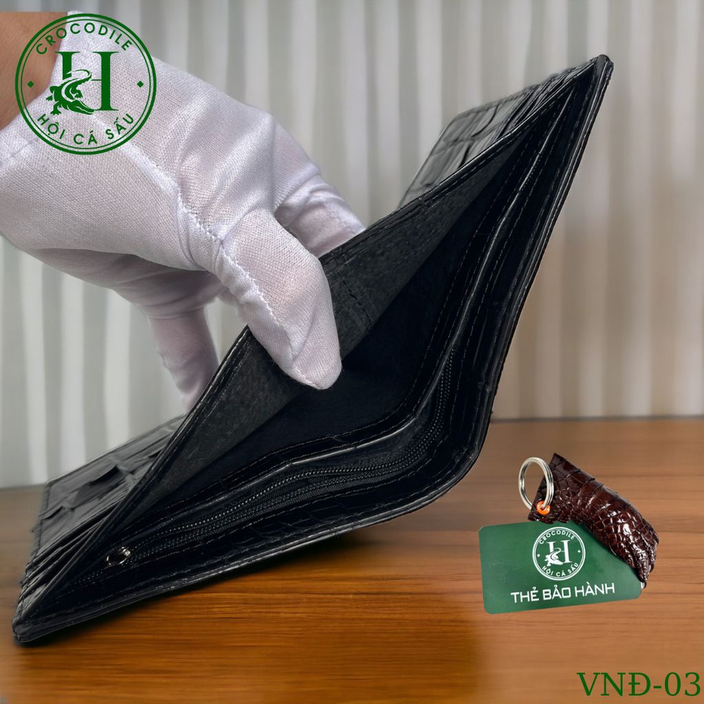 Ví nam phom ngang da đuôi cá sấu cao cấp - VND