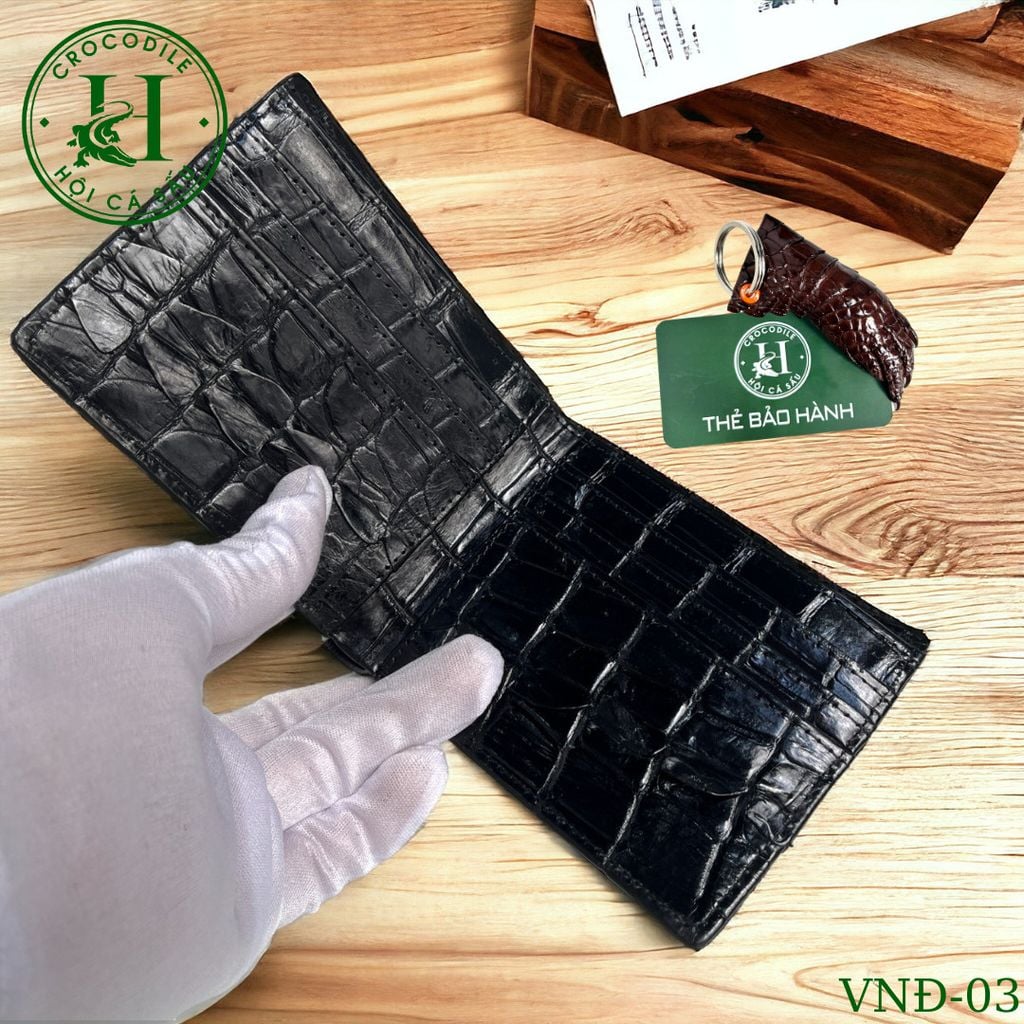 Ví nam phom ngang da đuôi cá sấu cao cấp - VND