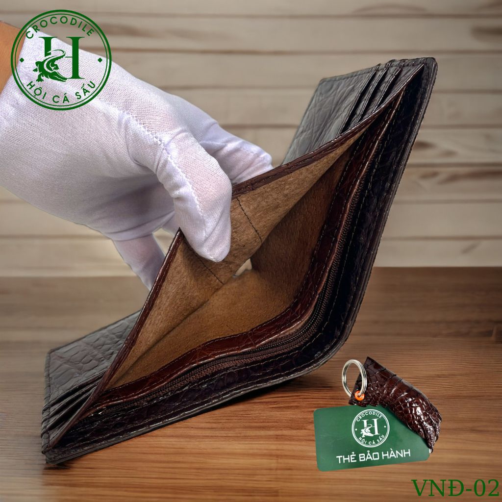 Ví nam phom ngang da đuôi cá sấu cao cấp - VND