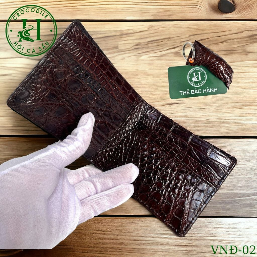 Ví nam phom ngang da đuôi cá sấu cao cấp - VND
