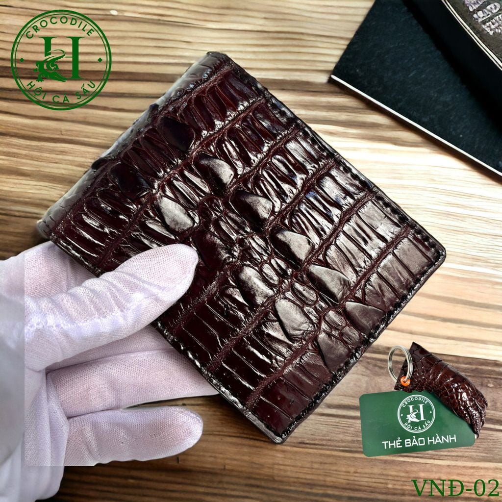 Ví nam phom ngang da đuôi cá sấu cao cấp - VND