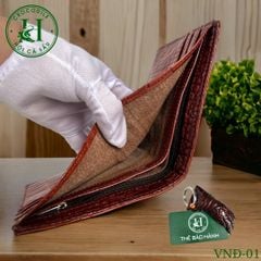 Ví nam phom ngang da đuôi cá sấu cao cấp - VND