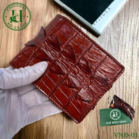 Ví nam phom ngang da đuôi cá sấu cao cấp - VND