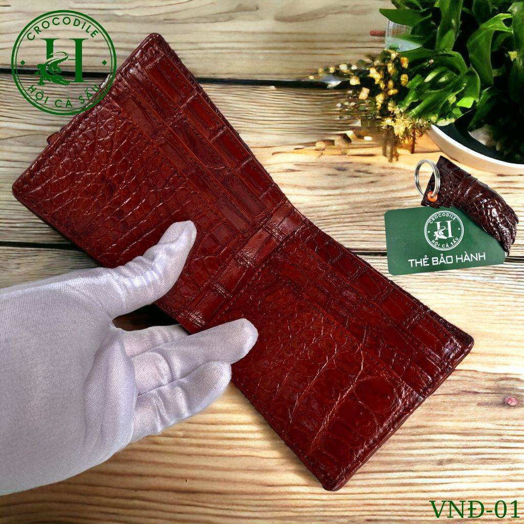 Ví nam phom ngang da đuôi cá sấu cao cấp - VND