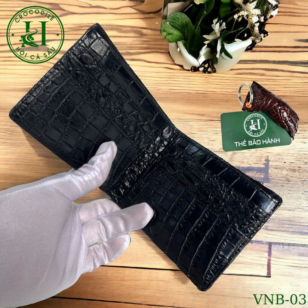 Ví nam phom ngang da bụng cá sấu cao cấp - VNB