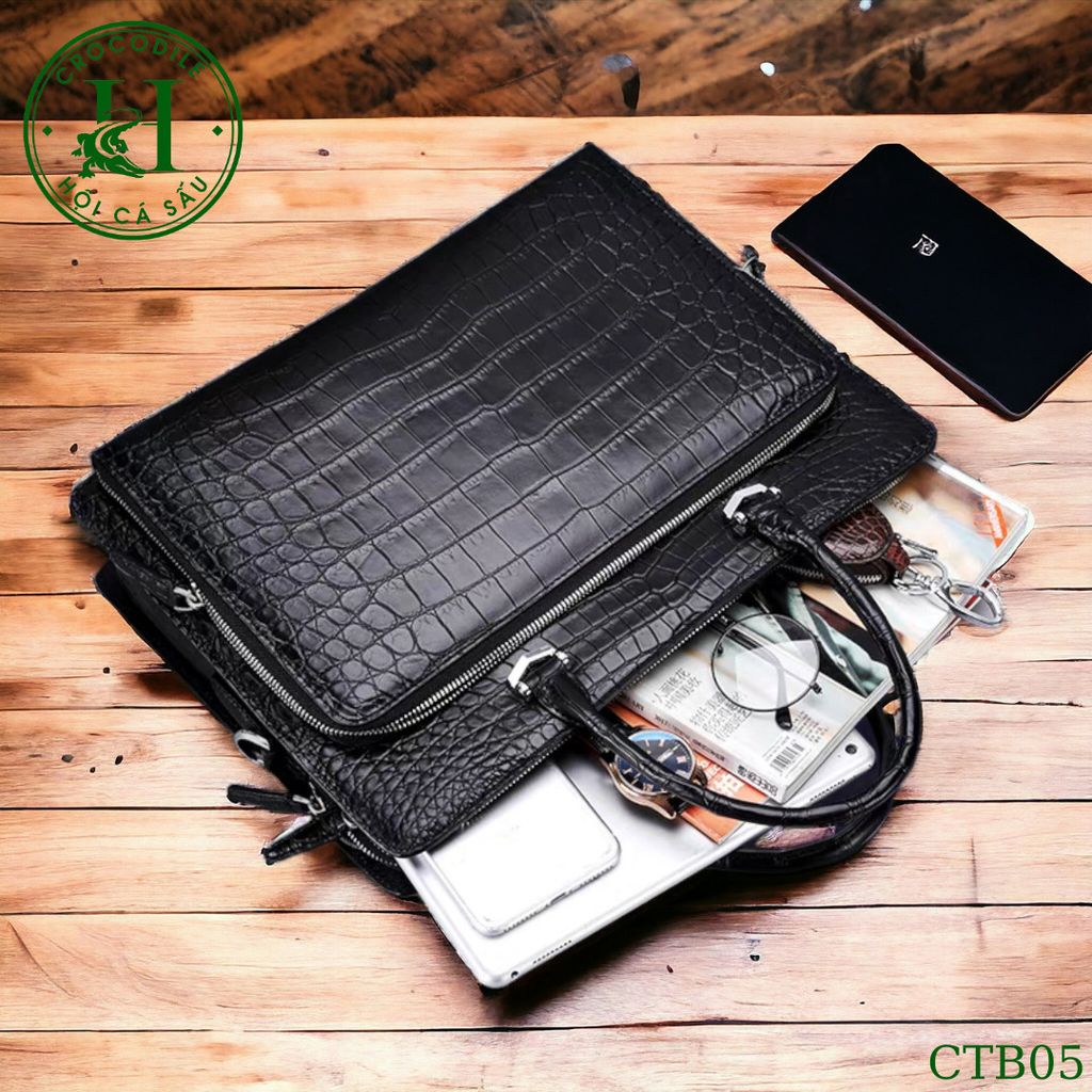Cặp táp công sở da bụng cá sấu cao cấp CTB05