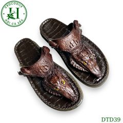 Dép quai kẹp đầu cá da cá sấu thủ công cao cấp, đế cao 3.5cm - DTD39