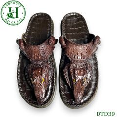 Dép quai kẹp đầu cá da cá sấu thủ công cao cấp, đế cao 3.5cm - DTD39