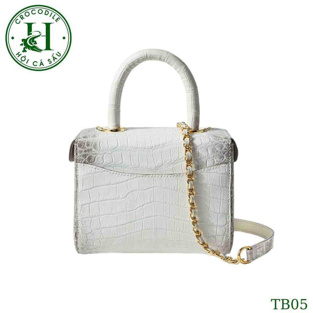 Túi nữ da bụng cá sấu bạch tạng bóng kính cao cấp TB05