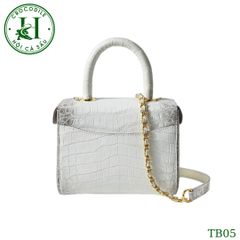 Túi nữ da bụng cá sấu bạch tạng bóng kính cao cấp TB05