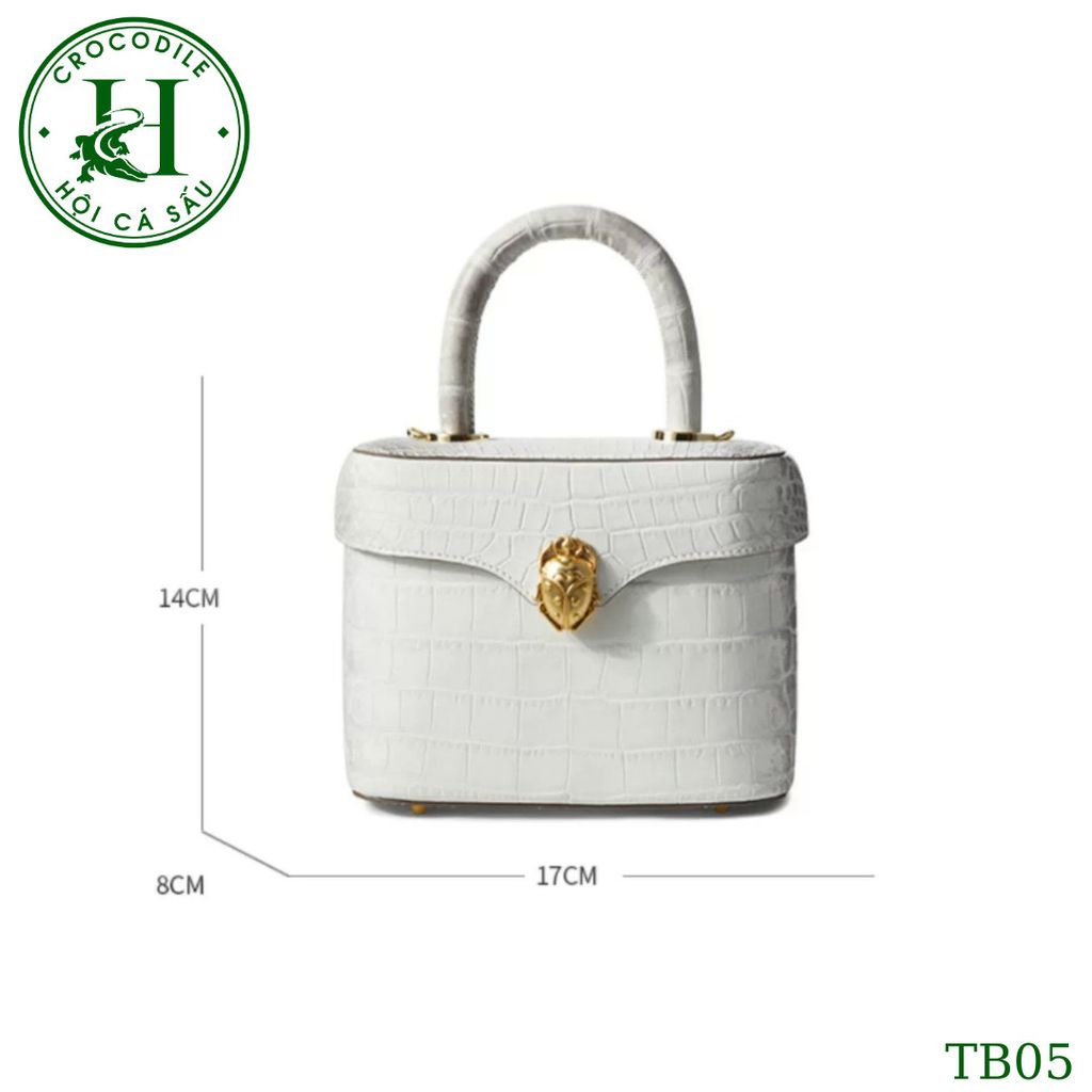 Túi nữ da bụng cá sấu bạch tạng bóng kính cao cấp TB05