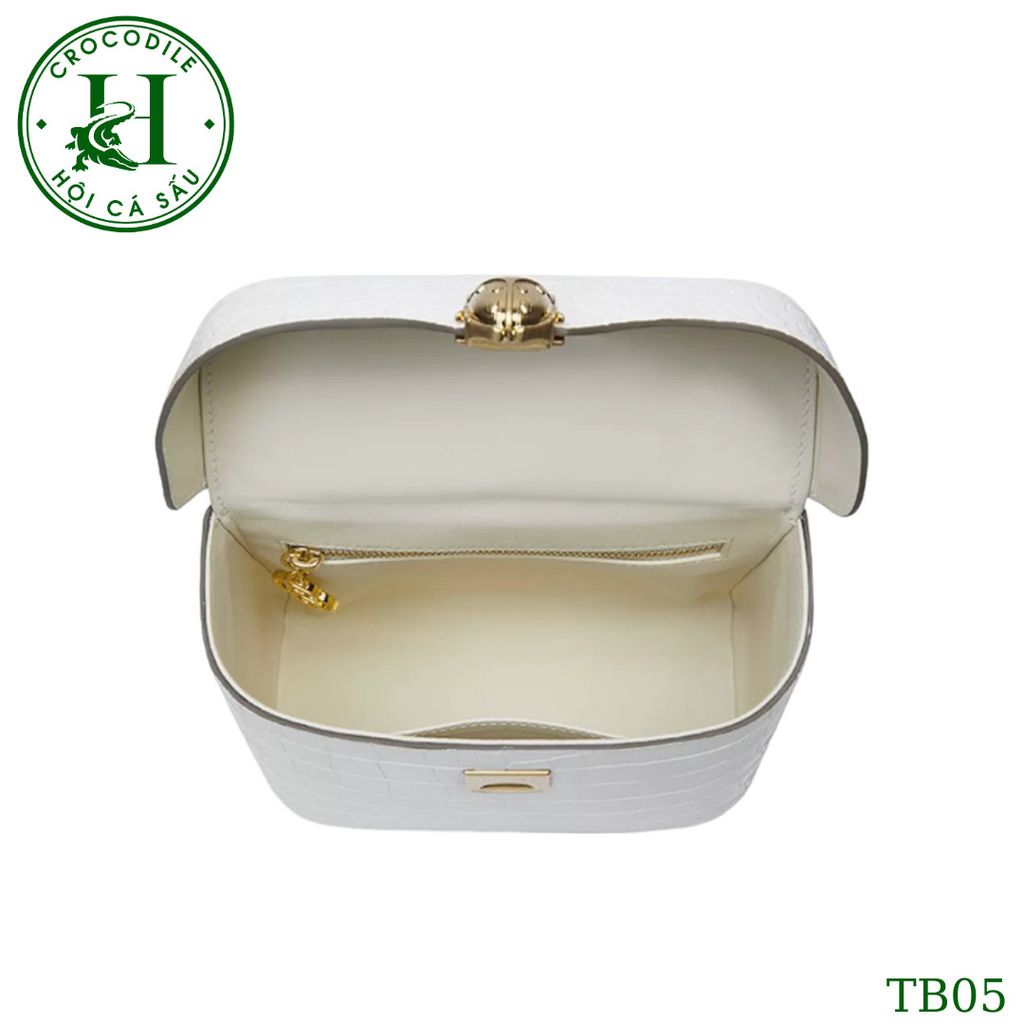 Túi nữ da bụng cá sấu bạch tạng bóng kính cao cấp TB05