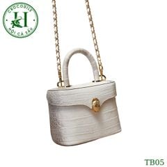 Túi nữ da bụng cá sấu bạch tạng bóng kính cao cấp TB05