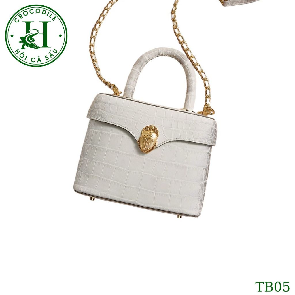 Túi nữ da bụng cá sấu bạch tạng bóng kính cao cấp TB05
