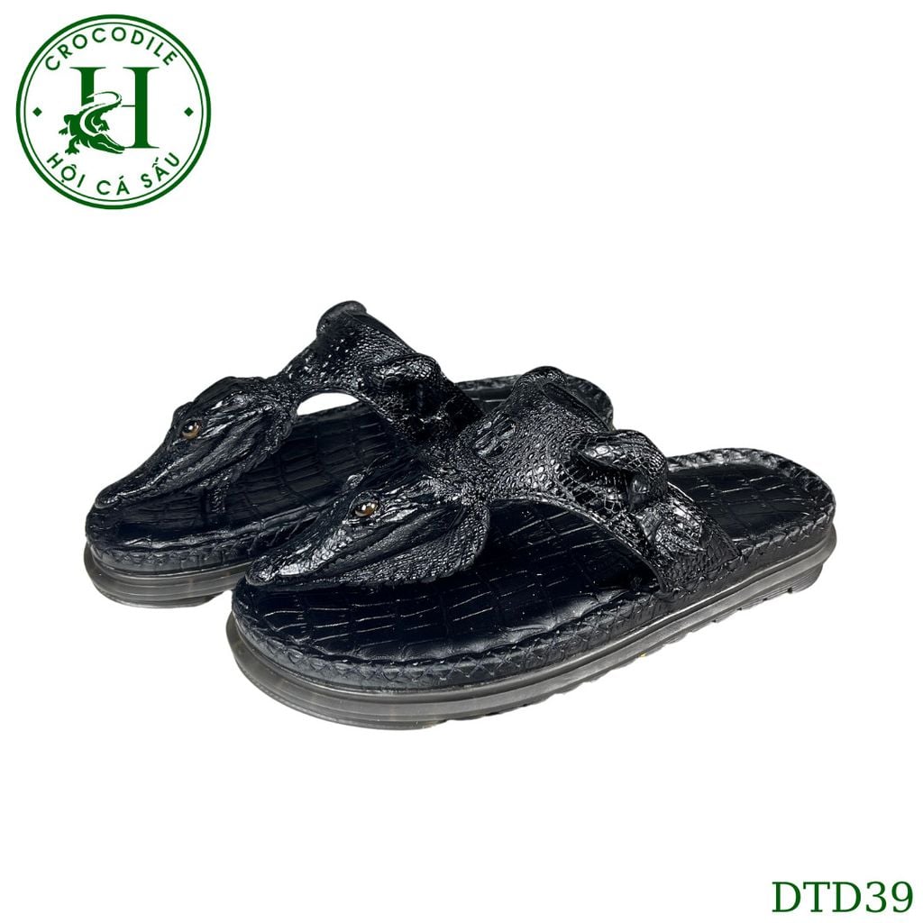 Dép quai kẹp đầu cá da cá sấu thủ công cao cấp, đế cao 3.5cm - DTD39