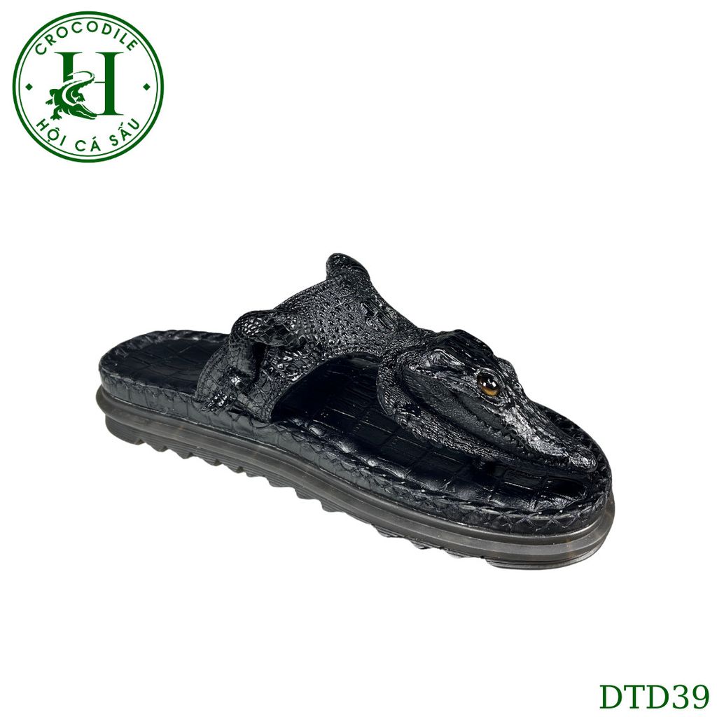 Dép quai kẹp đầu cá da cá sấu thủ công cao cấp, đế cao 3.5cm - DTD39