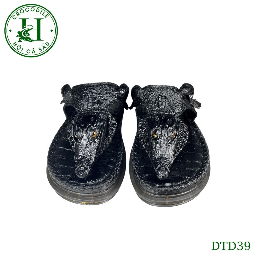 Dép quai kẹp đầu cá da cá sấu thủ công cao cấp, đế cao 3.5cm - DTD39