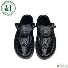 Dép quai kẹp đầu cá da cá sấu thủ công cao cấp, đế cao 3.5cm - DTD39