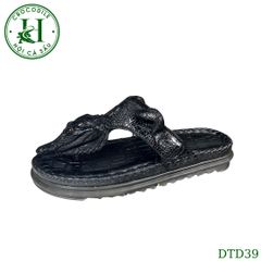 Dép quai kẹp đầu cá da cá sấu thủ công cao cấp, đế cao 3.5cm - DTD39
