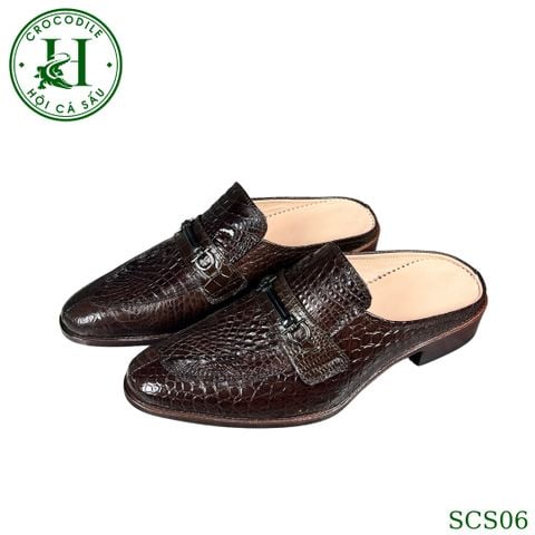 SCS06 – Giày sục hở gót da hông cá sấu thật 100%, thủ công tinh xảo, phong cách sang trọng mùa hè