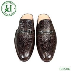 SCS06 – Giày sục hở gót da hông cá sấu thật 100%, thủ công tinh xảo, phong cách sang trọng mùa hè