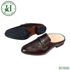 SCS06 – Giày sục hở gót da hông cá sấu thật 100%, thủ công tinh xảo, phong cách sang trọng mùa hè