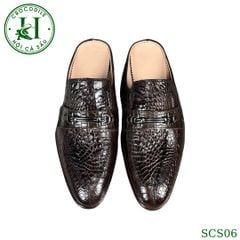 SCS06 – Giày sục hở gót da hông cá sấu thật 100%, thủ công tinh xảo, phong cách sang trọng mùa hè