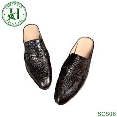 SCS06 – Giày sục hở gót da hông cá sấu thật 100%, thủ công tinh xảo, phong cách sang trọng mùa hè