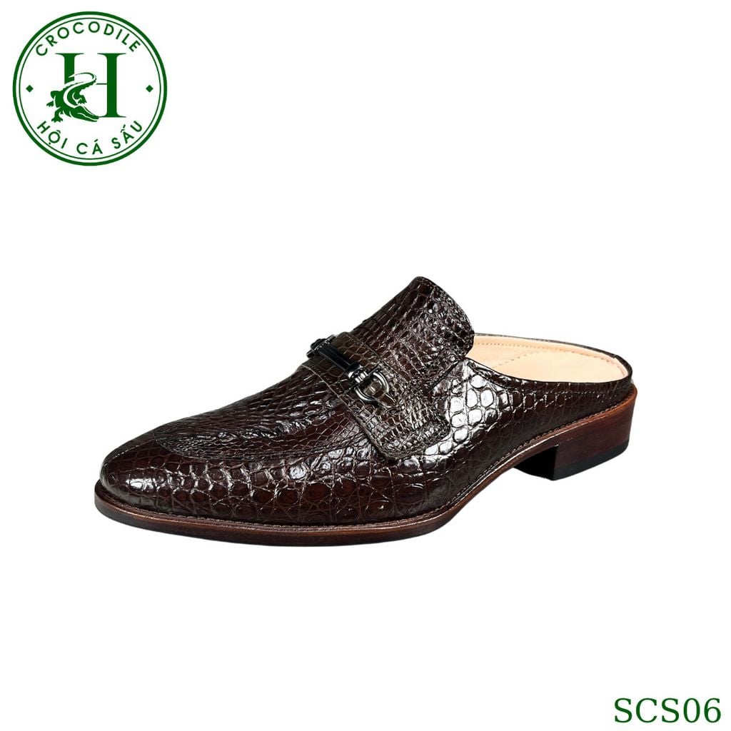 SCS06 – Giày sục hở gót da hông cá sấu thật 100%, thủ công tinh xảo, phong cách sang trọng mùa hè