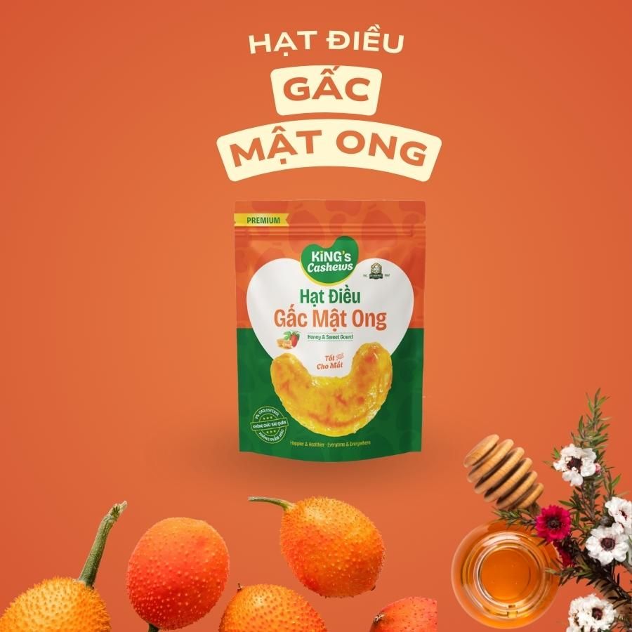 Hạt điều tẩm vị Gấc Mật Ong King's Cashew túi 65g 