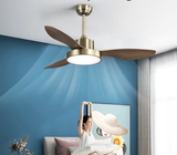  QUẠT TRẦN ĐÈN TRANG TRÍ CAO CẤP iLOOK-4703 (Thân: bạc, Cánh: Gỗ óc chó) 
