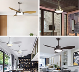  QUẠT TRẦN ĐÈN TRANG TRÍ CAO CẤP iLOOK - 4703 (Thân: Bạc, Cánh: Gỗ) 