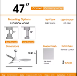  QUẠT TRẦN ĐÈN TRANG TRÍ CAO CẤP iLOOK-4703 (Thân: bạc, Cánh: Trắng) 