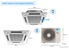 Điều hòa Daikin SkyAir FCC60AV1V/RC60AGV1V Cassette Âm trần 8 hướng thổi - Không Inverter - Điều khiển không dây BC50FV - gas R32 - một chiều lạnh