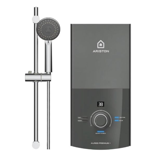 Bình Nóng Lạnh Ariston AURES PREMIUM 4.5 Không Bơm Vòi Sen 5 Chế Độ Ôn Định Nhiệt Kép Residual Heat
