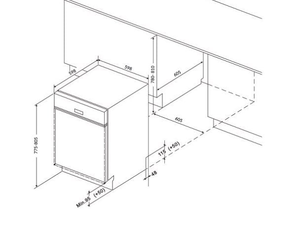 Máy rửa bát Eurosun SMK82EU87G dung tích chứa 15 bộ bát đĩa tích hợp 12 chương trình rửa
