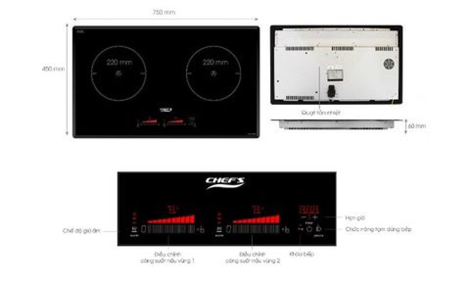 Bếp Từ Đôi Chef's EH-DIH888 Lắp Âm