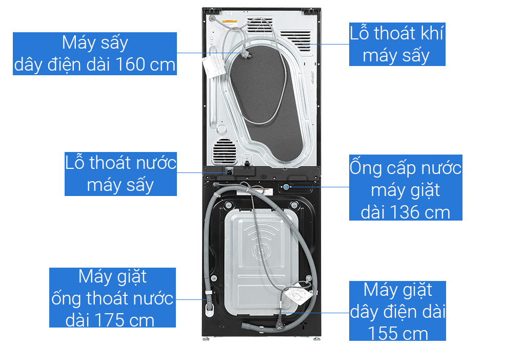 Máy giặt sấy LG Inverter 14 kg + 10 kg WT1410NHB