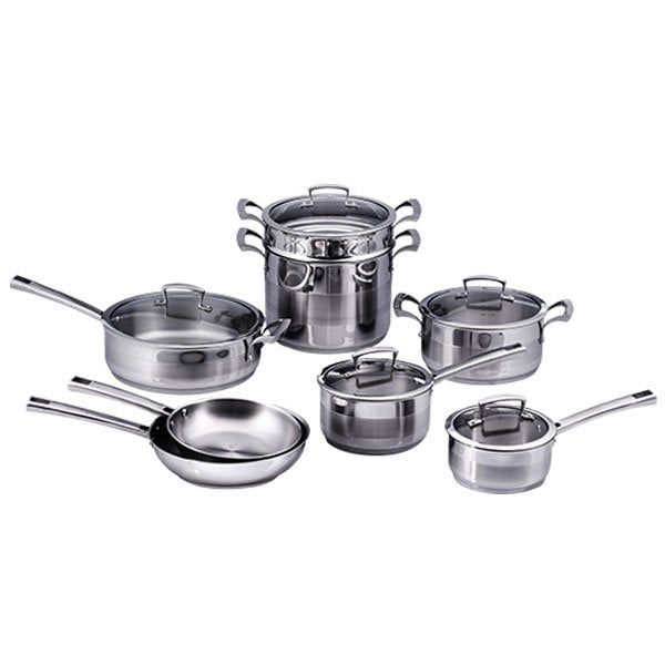 Bộ nồi inox Junger JC100 chất liệu thép không gỉ đáy nồi 5 lớp theo tiêu chuẩn châu Âu giúp hấp thu và truyền nhiệt cực nhanh