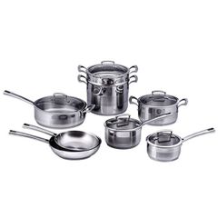 Bộ nồi inox Junger JC100 chất liệu thép không gỉ đáy nồi 5 lớp theo tiêu chuẩn châu Âu giúp hấp thu và truyền nhiệt cực nhanh