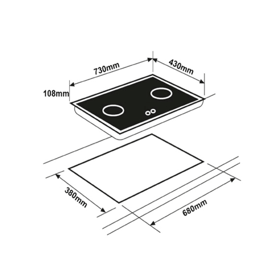 Bếp gas âm Eurosun EU-GA281 mặt kính cường lực chịu nhiệt dày 8mm vát 4 cạnh mâm chia lửa bằng đồng Italy Design