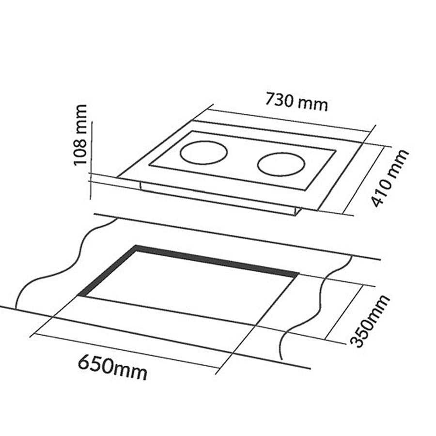 Bếp gas âm Eurosun EU-GA287 mặt kính cường lực chịu nhiệt dày 8mm vát cạnh mâm chia lửa bằng đồng 100% Italy