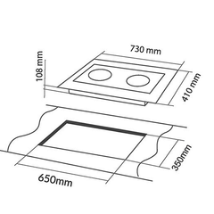 Bếp gas âm Eurosun EU-GA287 mặt kính cường lực chịu nhiệt dày 8mm vát cạnh mâm chia lửa bằng đồng 100% Italy